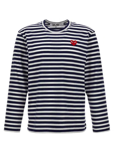 Comme Des Garçons Logo Patch Stripes T-shirt In White