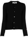 Comme Des Garçons Logo-patch Wool Cardigan In Black