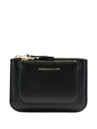 Comme Des Garçons Logo-print Calf-leather Wallet In 黑色
