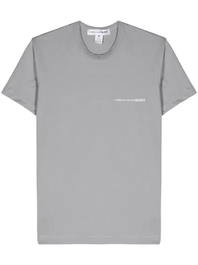 Comme Des Garçons Logo-print Cotton T-shirt In Grey