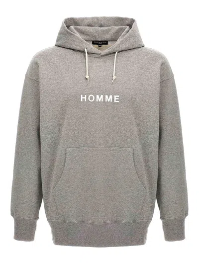 Comme Des Garçons Logo Print Hoodie In Grey