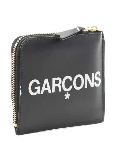 Pre-owned Comme Des Garçons Logo-print Leather Coin Purse In Black