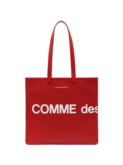 COMME DES GARÇONS LOGO-PRINT LEATHER TOTE BAG