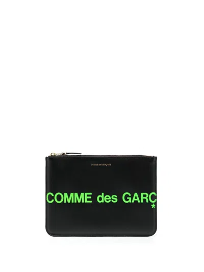 Comme Des Garçons Logo-print Leather Wallet In 黑色