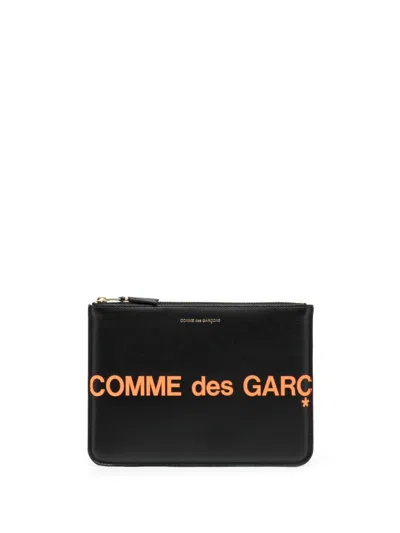 Comme Des Garçons Logo-print Leather Wallet In 黑色