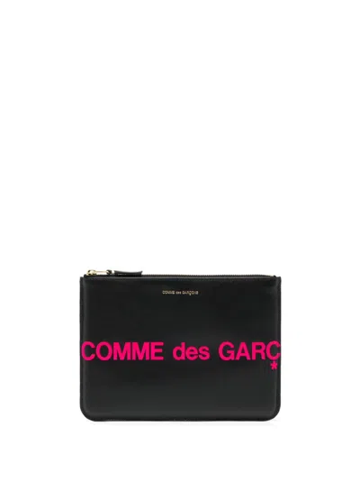 Comme Des Garçons Logo-print Leather Wallet In 黑色