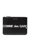 Comme Des Garçons Wallet Logo Printed Zipped Clutch Bag
