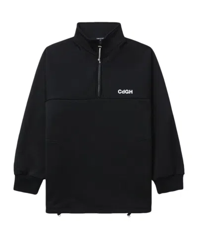 Comme Des Garçons Logo-print Quarter-zip Sweatshirt In Black
