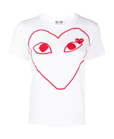 Comme Des Garçons Logo Print T-shirt In White