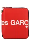 Comme Des Garçons Logo Zipped Wallet In Red