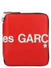Comme Des Garçons Logo Print Wallet In Red