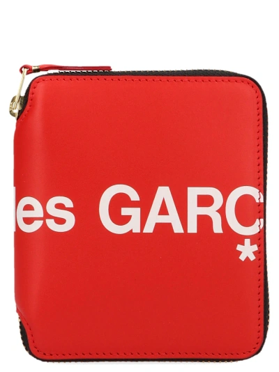 Comme Des Garçons Logo Print Wallet In Red