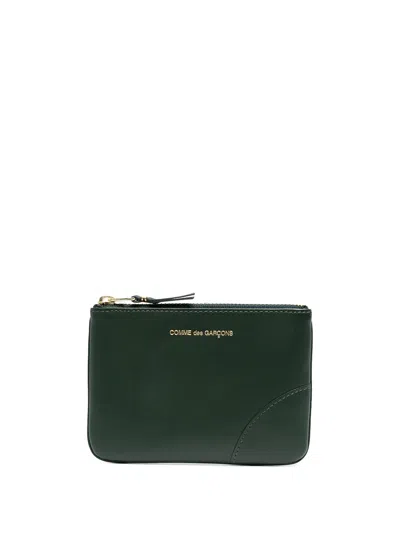 Comme Des Garçons Wallets Small Classic Leather Zip-up Pouch In Green