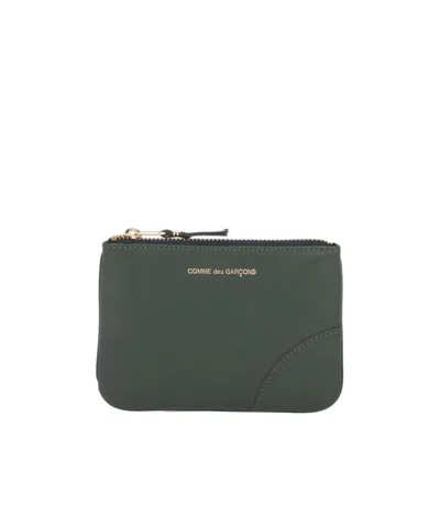 Comme Des Garçons Logo-print Zipped Wallet In Green