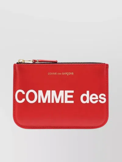 Comme Des Garçons Logo Print Zipper Purse In Red