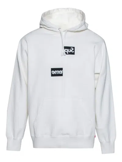 Pre-owned Comme Des Garçons Logo-printed Hoodie In White