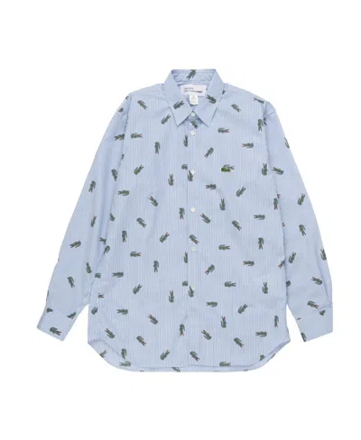 Comme Des Garçons Logo Printed Shirt In Blue