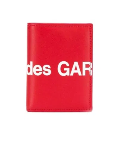 Comme Des Garçons Logo Printed Wallet In Red