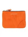 Comme Des Garçons Logo Printed Zip-up Wallet In Burnt Orange