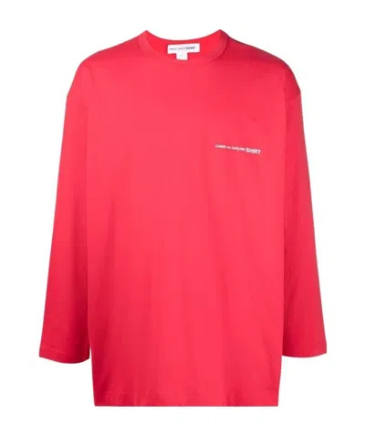 Comme Des Garçons Logo Seven-sleeve T-shirt In Red