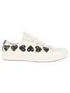Comme Des Garçons Ecru Canvas Sneaker With Signature Heart Print In White