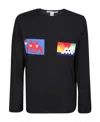 Comme Des Garçons Shirt Crew Neck Wool Blend Pacman Sweater In Black