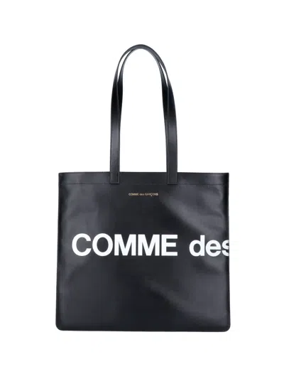 Comme Des Garçons Logo Tote Bag In Black