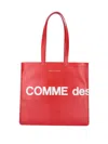 Comme Des Garçons Logo Tote Bag In Red