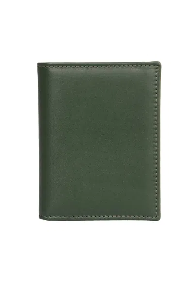 Comme Des Garçons Logo Two-fold Wallet In Bottle Green
