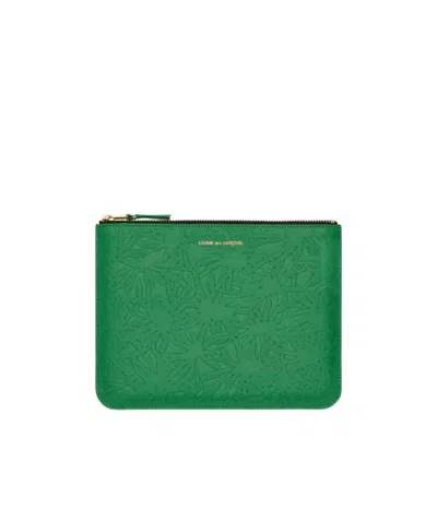Comme Des Garçons Logo Wallet In Green