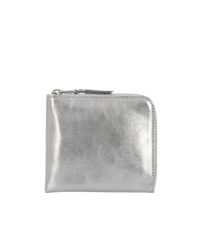 Comme Des Garçons Logo Wallet In Metallic
