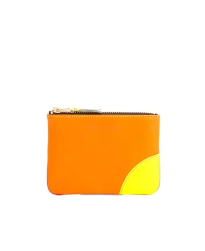 Comme Des Garçons Logo Wallet In Orange