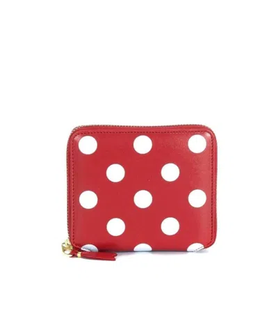 Comme Des Garçons Logo Wave Point Short Wallet In Red