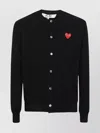 Comme Des Garçons Logo Wool Cardigan With Ribbed Cuffs In Black