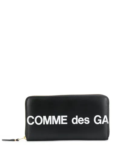 Comme Des Garçons Logo Zip-around Wallet In Black
