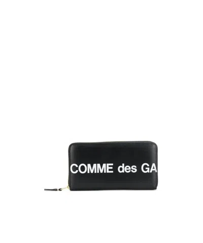 Comme Des Garçons Logo Zip-around Wallet In Black
