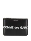 Comme Des Garçons Wallet Medium Logo Leather Pouch In Black