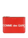 Comme Des Garçons Logo Zip Clutch Bag In Red