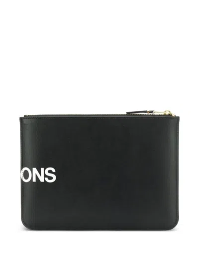 Comme Des Garçons Logo Zip Wallet In Black