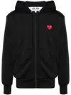 Comme Des Garçons Comme Des Garcons Logo Zipped Cotton Hoodie In Black