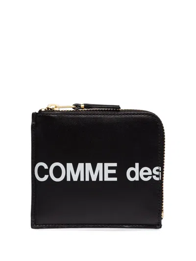 Comme Des Garçons Logo Zipped Wallet In Black