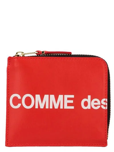 Comme Des Garçons Logo-embossed Cowhide Wallet In Red