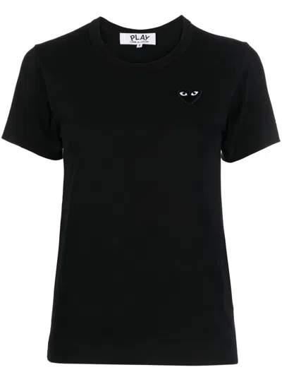 Comme Des Garçons Comme Des Garcons Logo-embroidered Cotton T-shirt In Black