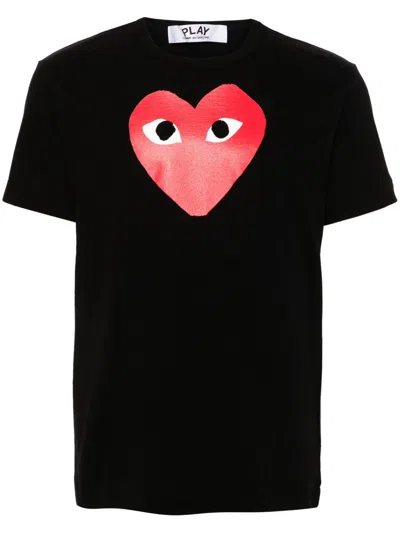 Comme Des Garçons Comme Des Garcons Logo-heart Print T-shirt In Black