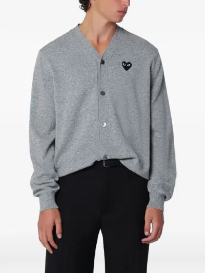 Comme Des Garçons Logo-patch V-neck Cardigan In Animal Print