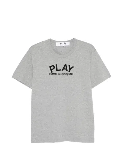 Comme Des Garçons Logo-print Cotton T-shirt In Gray