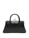 Comme Des Garçons Leather Mini Bag Structured Shape Top Handle In Black