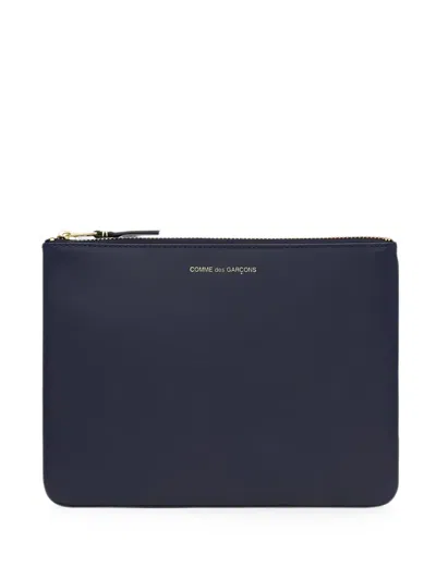 Comme Des Garçons Logo-print Leather Pouch In Black