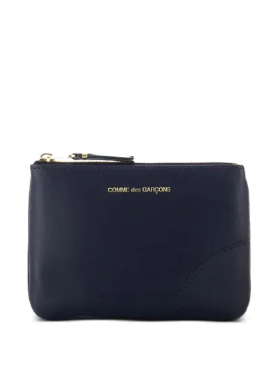 Comme Des Garçons Logo-print Leather Wallet In Blue