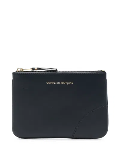 Comme Des Garçons Logo-print Leather Wallet In Blue